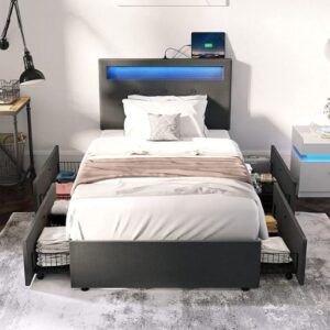 2- Rolanstar twin bed frame with led lights
