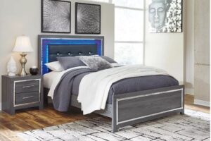 3- Signature Design by Ashley Store grey bedroom set with led lights